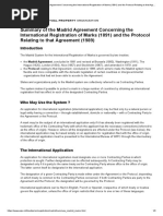 Summary of The Madrid Agreement Concerning The International Registration of Marks (1891) and The Protocol Relating To That Agreement (1989)