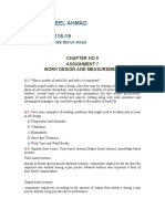 Name: Nabeel Ahmad ROLL NO: 1116-19: Chapter No 6 Assignment 7 Work Design and Measurement