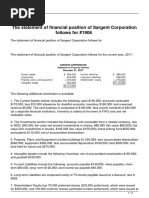 The Statement of Financial Position of Sargent Corporation Follows For PDF