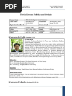 North Korean Politics and Society: Instructor I's Profile