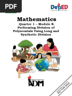 Math - q1 - Mod8 - Performing Division of Polynomials Using Long and Synthetic Division - FINAL08122020