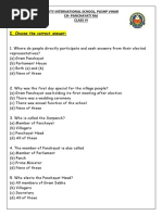 Panchayati Raj Worksheet Vi A