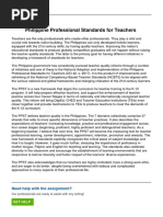 Philippine Professional Standards For Teachers: Need Help With The Assignment?