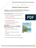 Student Exploration: Energy Conversions: Light, Heat, Wind, and Hydrogen