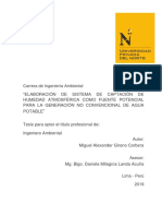 Elaboración de Sistema de Captación de Humedad Atmosférica Como Fuente Potencial para La Generación No Convencional de Agua Potable