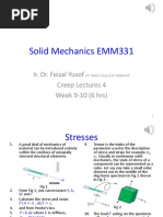 Solid Mechanics EMM331: Ir. Dr. Feizal Yusof Creep Lectures 4 Week 9-10 (6 HRS)