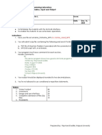 CS10-8L: Computer Programming Laboratory Machine Problem #3: Variables, Input and Output