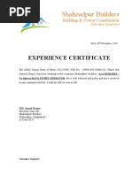 Shahzadpur Builders: Experience Certificate