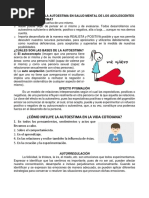 La Importancia de La Autoestima en Salud Mental de Los Adolescentes