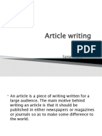 Article Writing: Igcse BY Sana Majid