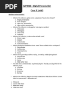 IMPRESS - Digital Presentation Class IX Unit 5: Multiple Choice Questions