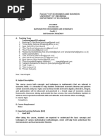 Lecturer (Email) /assistant: Syllabus Mathematics For Business and Economics Credit: 3