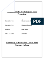 Assignment of Advertising and Sales Promotion