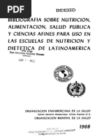 Bibliografia Sobre Nutricion, Y Ciencias Afines para Uso en