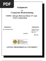 Assignment Corporate Restructuring: TOPIC:-Merger Between Direct TV and News Corporation