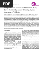 Bioequivalence of Two Brands of Omeprazole 20 MG Gastro-Resistant Capsules in 18 Healthy Algerian Volunteers: A Pilot Study