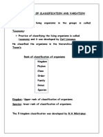 Classification and Variation Running Notes