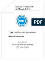 Programming Fundamentals Lab 05 (Nested If-Else and If-Else-If Statements)