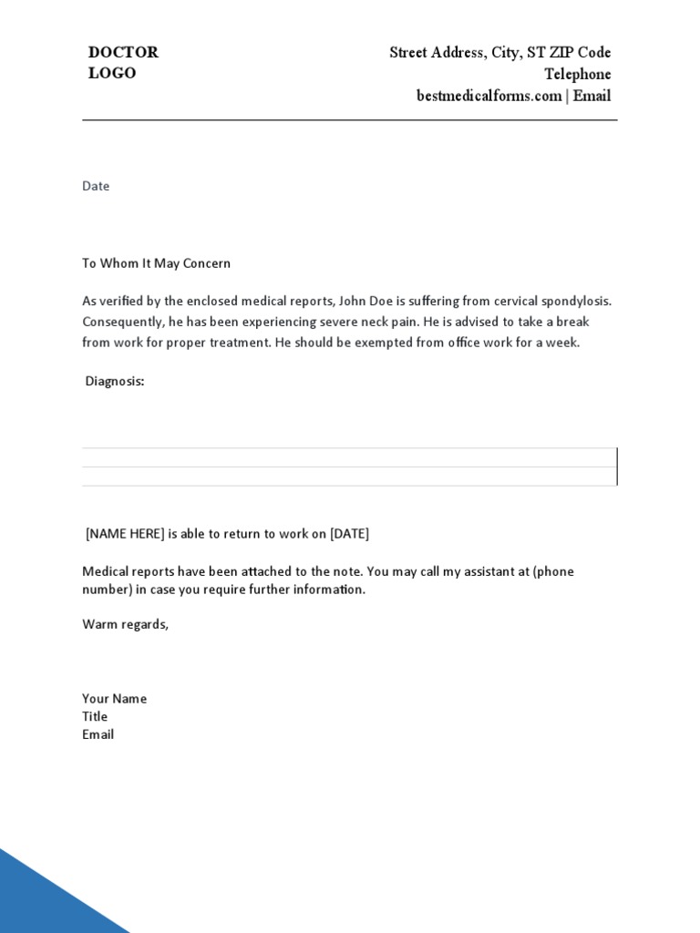 Chiropractor Excuse Note Template | PDF