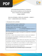 Guía de Actividades y Rúbrica de Evaluación - Unidad 2 - Fase 3 - Subjetividad Social e Histórica