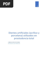 Dientes Artificiales (Acrílico y Porcelana) Utilizados en Prostodoncia Total