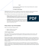 Types of Computer Memory: Primary and Secondary: Unit-3