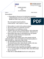 Dioxide and Water Using Energy From Sunlight: ACADEMIC YEAR 2020-21 Notes CH: 1 Photosynthesis Grade: 8 Subject: Biology