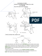 Ngân Hàng Câu Hỏi Môn Phonetics And Phonology (Khóa Nna-2019) A- Lý Thuyết 1. On the diagram provided, give the names for the articulators