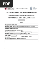 Faculty of Business and Management Studies Undergraduate Business Programme ACADEMIC YEAR: 2020 - 2021, 1st Semester