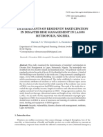 Determinants of Residents' Participation in Disaster Risk Management in Lagos Metropolis, Nigeria