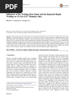 Influences of The Welding Heat Input and The Repeated Repair