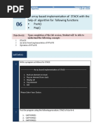 An Array Based Implementation of STACK With The Help of Algorithm For Following Functions - Push - Pop