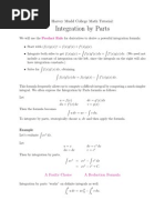 Integration by Parts: Harvey Mudd College Math Tutorial