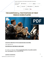 Audition Principle Horn - Filharmonie Brno 2021