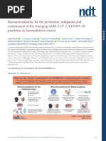 Recommendations For The Prevention, Mitigation and Containment of The Emerging Sars-Cov-2 (Covid-19) Pandemic in Haemodialysis Centres