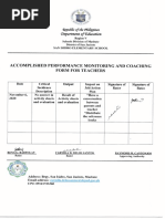 Accomplished Performance Monitoring and Coaching Form For Teachers