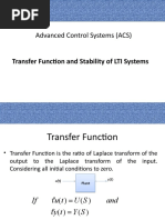 Advanced Control Systems (ACS) : Transfer Function and Stability of LTI Systems