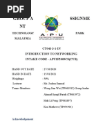 Group A Ssignme NT: Technology Park Malaysia CT043-3-1-IN Introduction To Networking Intake Code - Apu1F2009Cs (Cyb)