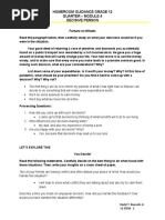 Homeroom Guidance Grade 12 Quarter - Module 4 Decisive Person