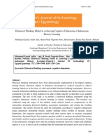 Historical Thinking Model in Achieving Cognitive Dimension of Indonesian