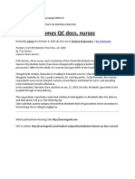 Widower Blames QC Docs, Nurses: Posted: 11:19 PM (Manila Time) Nov. 10, 2004 by Tina Santos Inquirer News Service