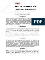 Ministerio de Gobernación: Acuerdo Ministerial Número 12-2021