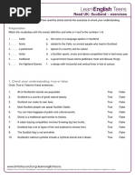 Read UK: Scotland - Exercises: Preparation