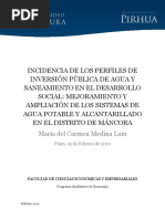 Incidencia de Los Perfiles de Inversión Pública de Agua y Sanemiento