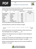 Problem Solving - Travelling Salamanders (Metric Units) : Shortest Longest