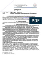 Fiscal Management WF Dr. Emerita R. Alias Edgar Roy M. Curammeng Financial Forecasting, Corporate Planning and Budgeting