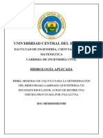 Memoria de Cálculo para La Determinación Del Hidrograma Laminado Que Entrega Un Estanque Regulador