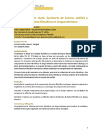 Seminario Legere Aude - Seminario de Lectura, Análisis y Traducción de Textos Filosóficos en Lengua Alemana - Profesora Laura Carugati