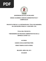 Proyecto Reingenieria de Procesos Administrativos de La Empresa Cavnet S.A.