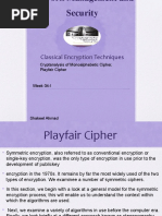 Classical Encryption Techniques: Cryptanalysis of Monoalphabetic Cipher, Playfair Cipher